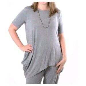 BRYN WALKER JESSIE TUNIC TOP SHIRT ARCHIPELAGO GREY LOOSE FIT LAGEN LOOK WOMEN M